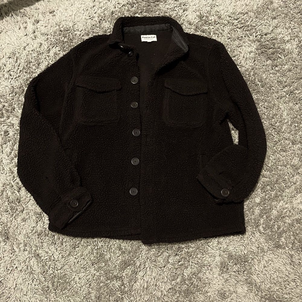 Button up fleece sweater Black and sized medium